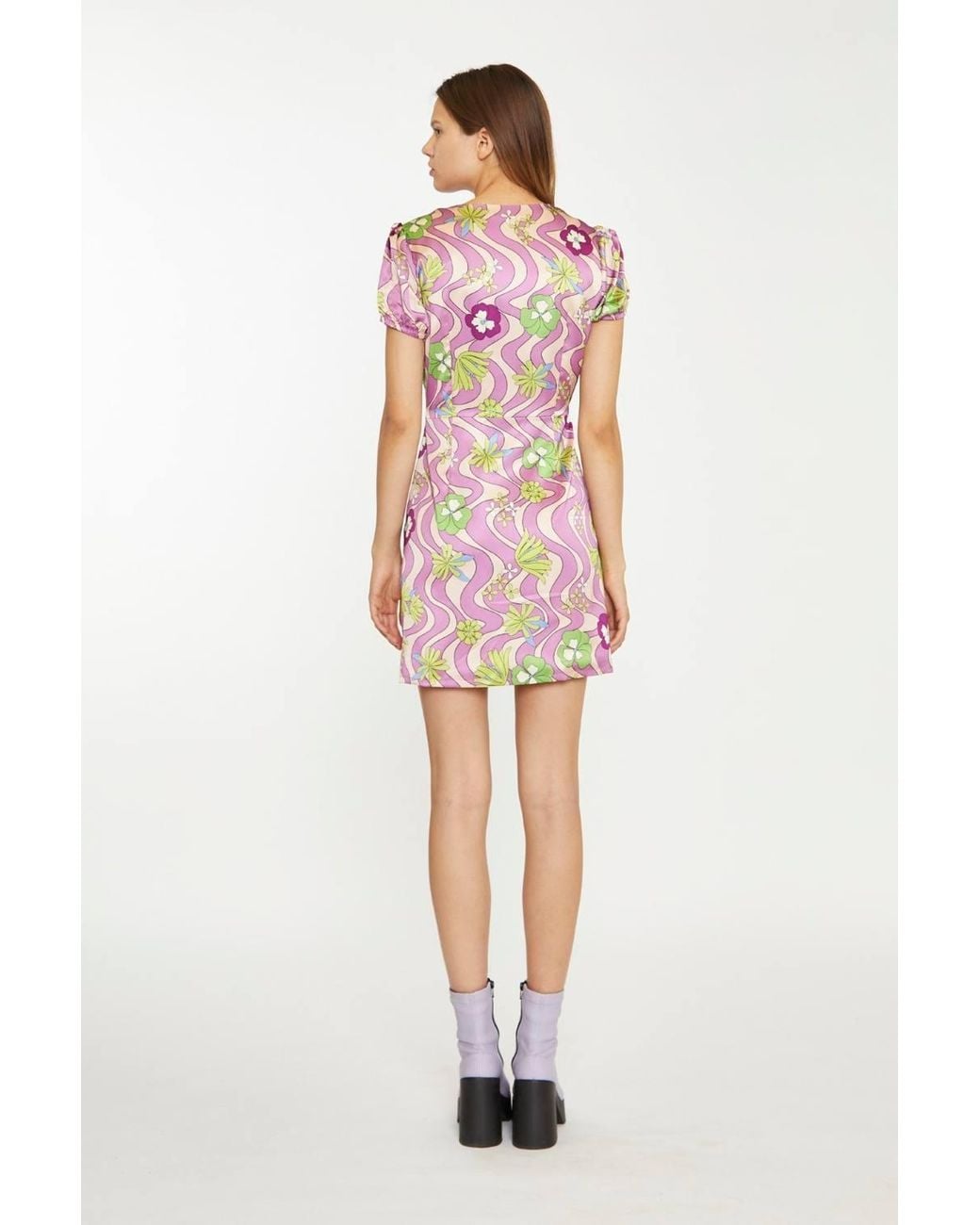 Shnoo Red V-Neck-Button-Up Mini-Dress