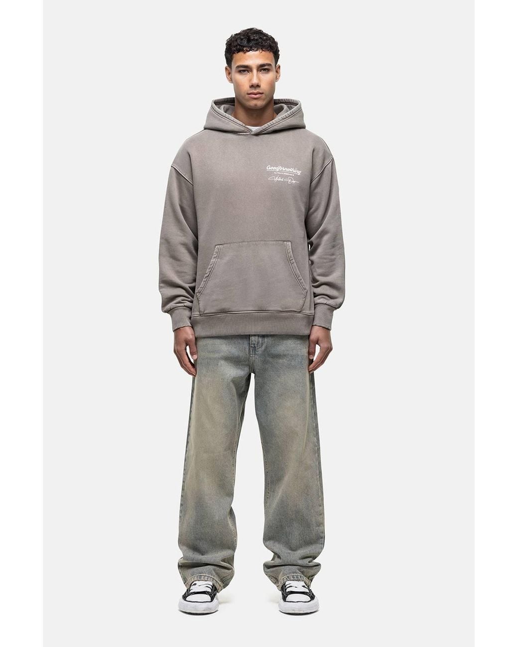 Good For Nothing Gray Oversized Graphic Back Print Overhead Hoody for men