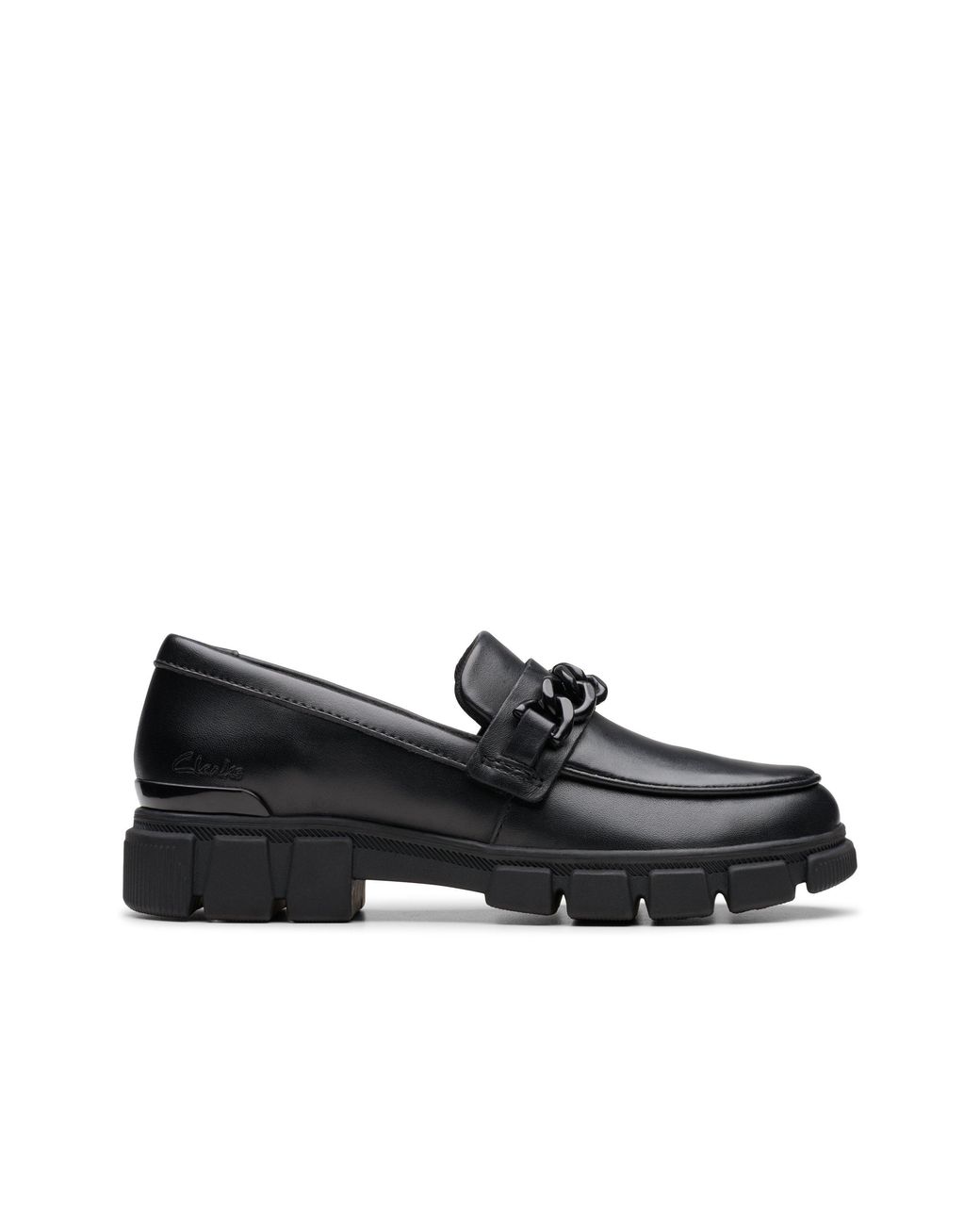 Clarks Black Evyn Walk Kid Leather Loafers, Slip Ons, School Shoes