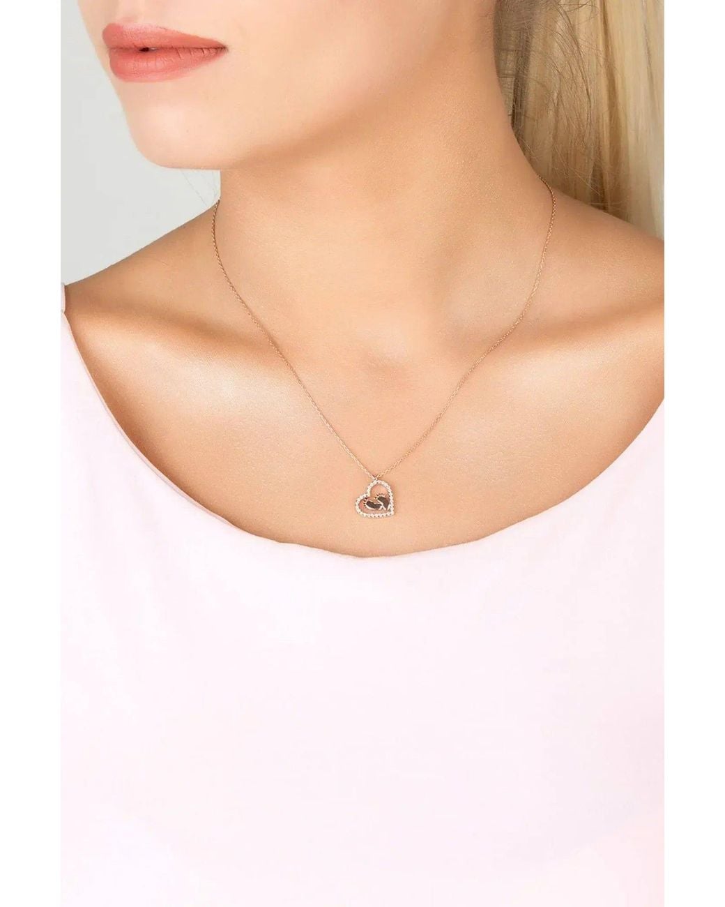 Latelita London Metallic Heart Mum Pendant Necklace Rosegold
