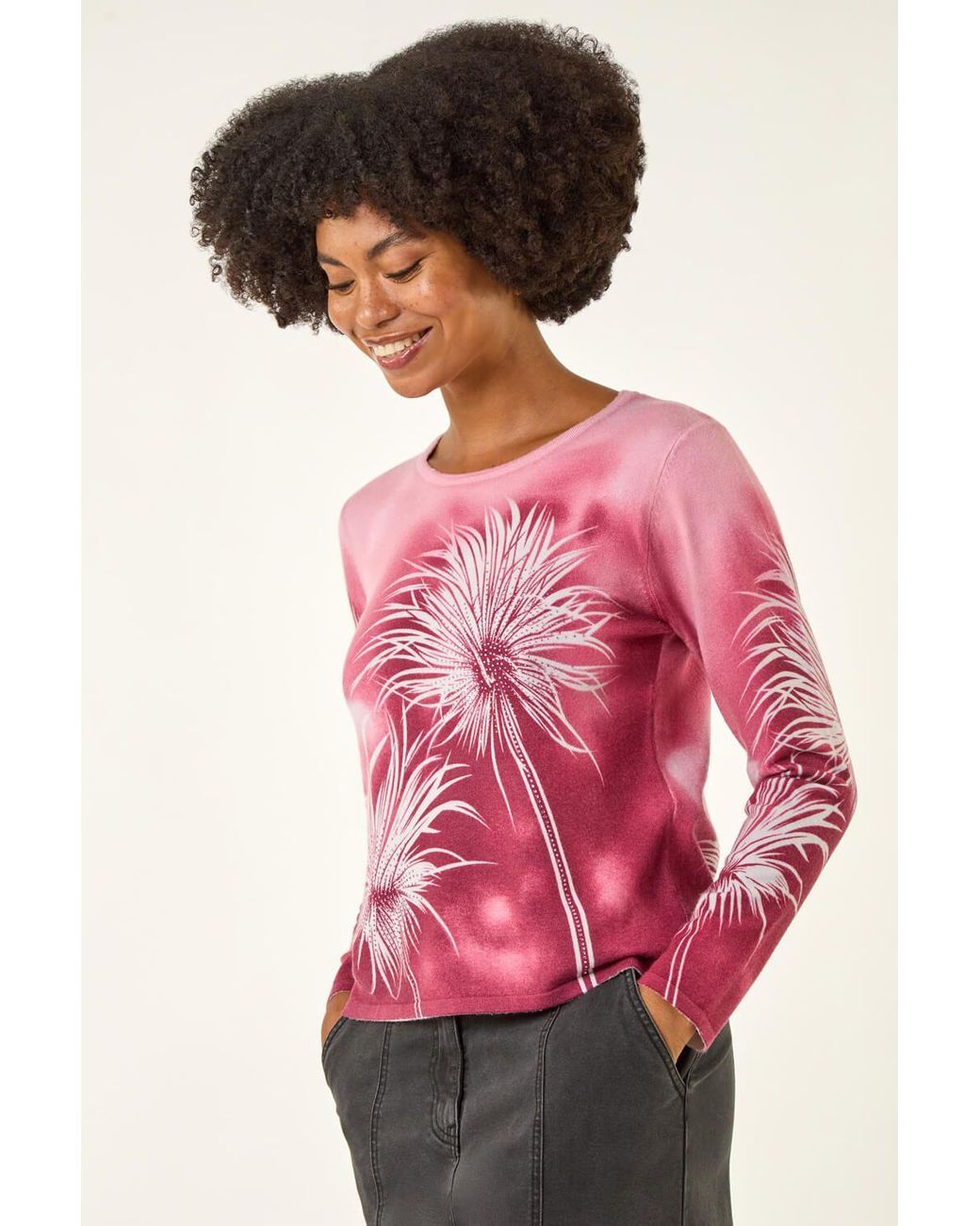 Roman Red Floral Print Knit Jumper