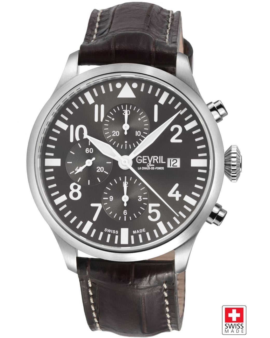 Gevril Gray Vaughn, Swiss Automatic Watch, Dial, Italian Leather, & Sapphire Crystal for men