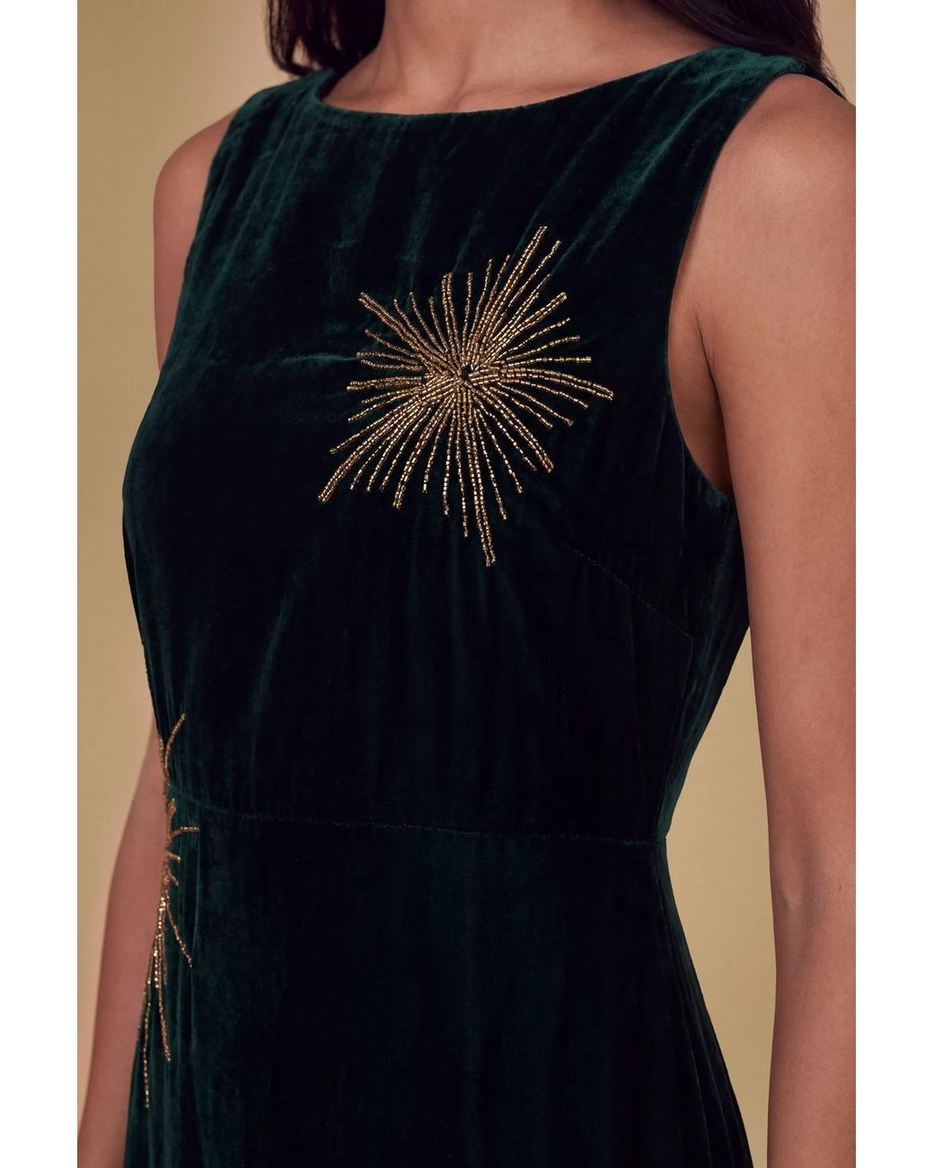 Oasis Blue Petite Celestial Velvet Embellished Midaxi Dress