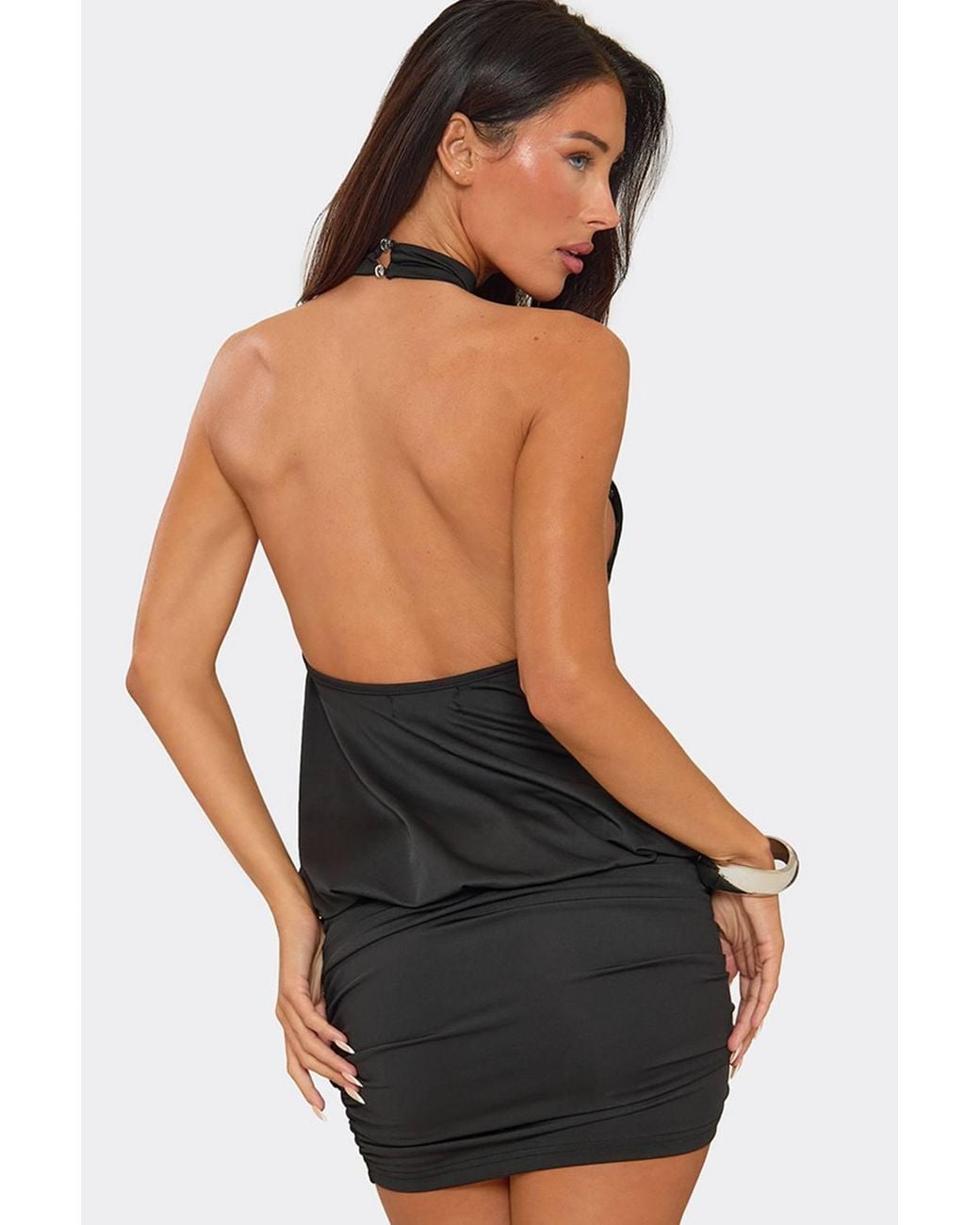 EGO Black Blouson Style Sleeveless Studded Mini Dress