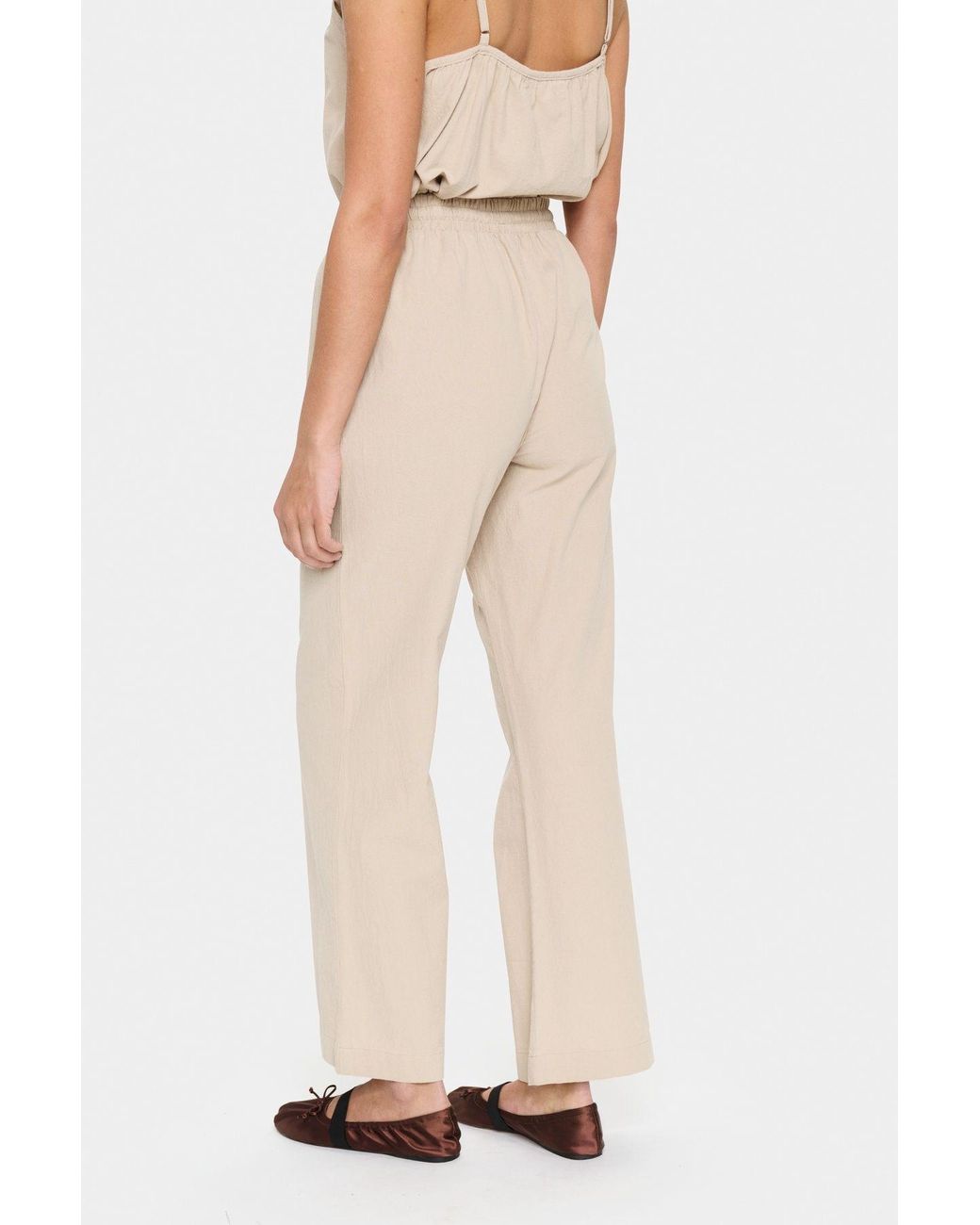 Saint Tropez Natural Zalinda High Waisted Drawstring Trousers
