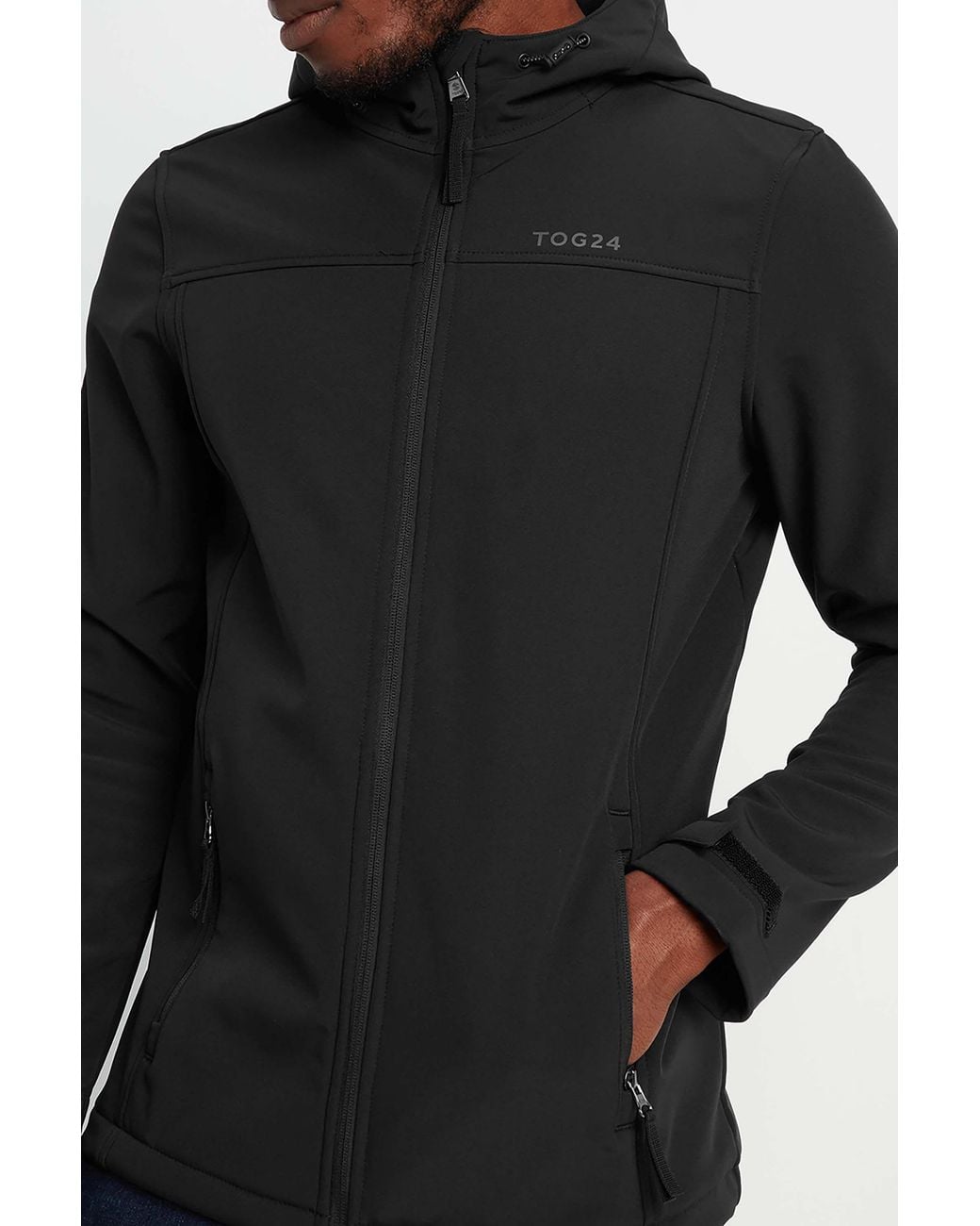 TOG24 Black 'Feizor' Shower Resistant Softshell Hooded Jacket for men