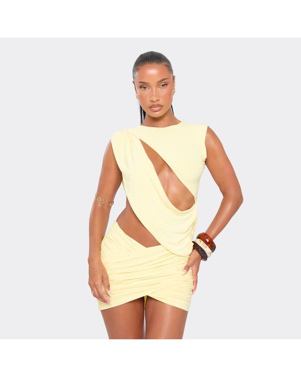 EGO Natural Sleeveless Cut Out Mini Dress