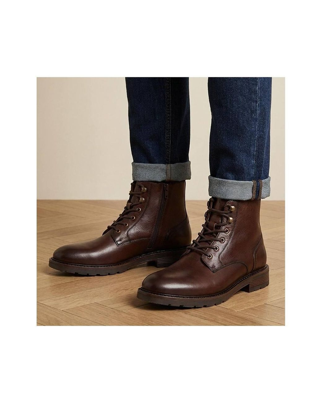 Jones Bootmaker Brown Derry Leather Lace-Up Boots for men