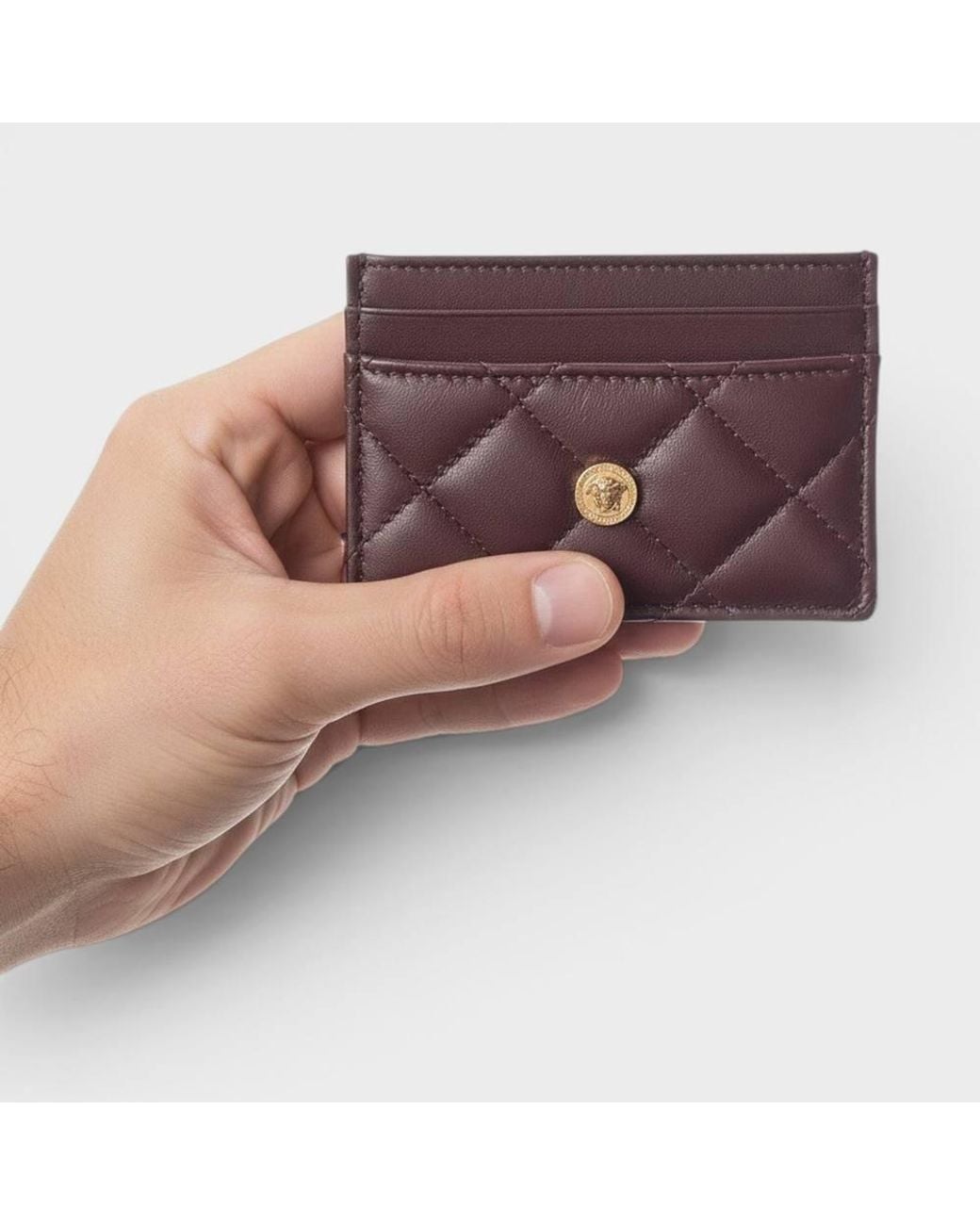 Versace Purple Logo Quilted Card Holder for men