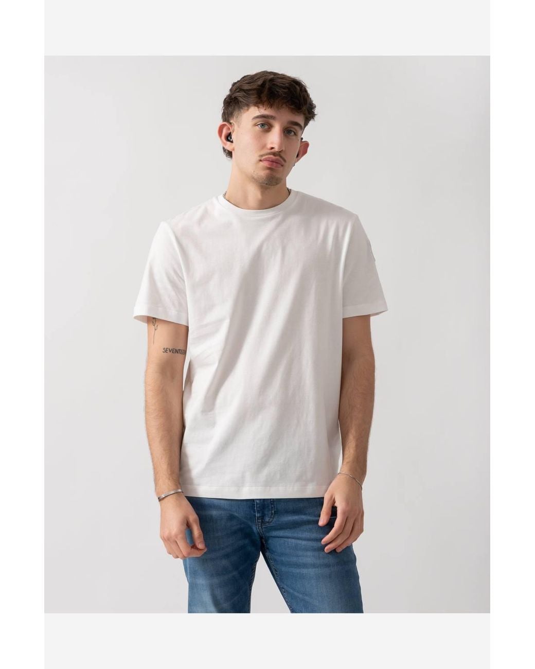 Parajumpers White Short Sleeve Crew Neck Logo Detail T-Shirt for men