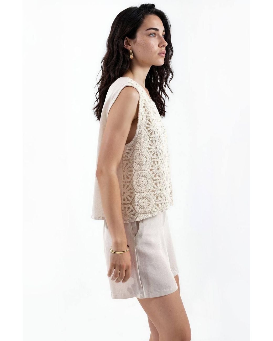 Msn-Collection Natural Cotton Linen Viscose Two-Piece Coord