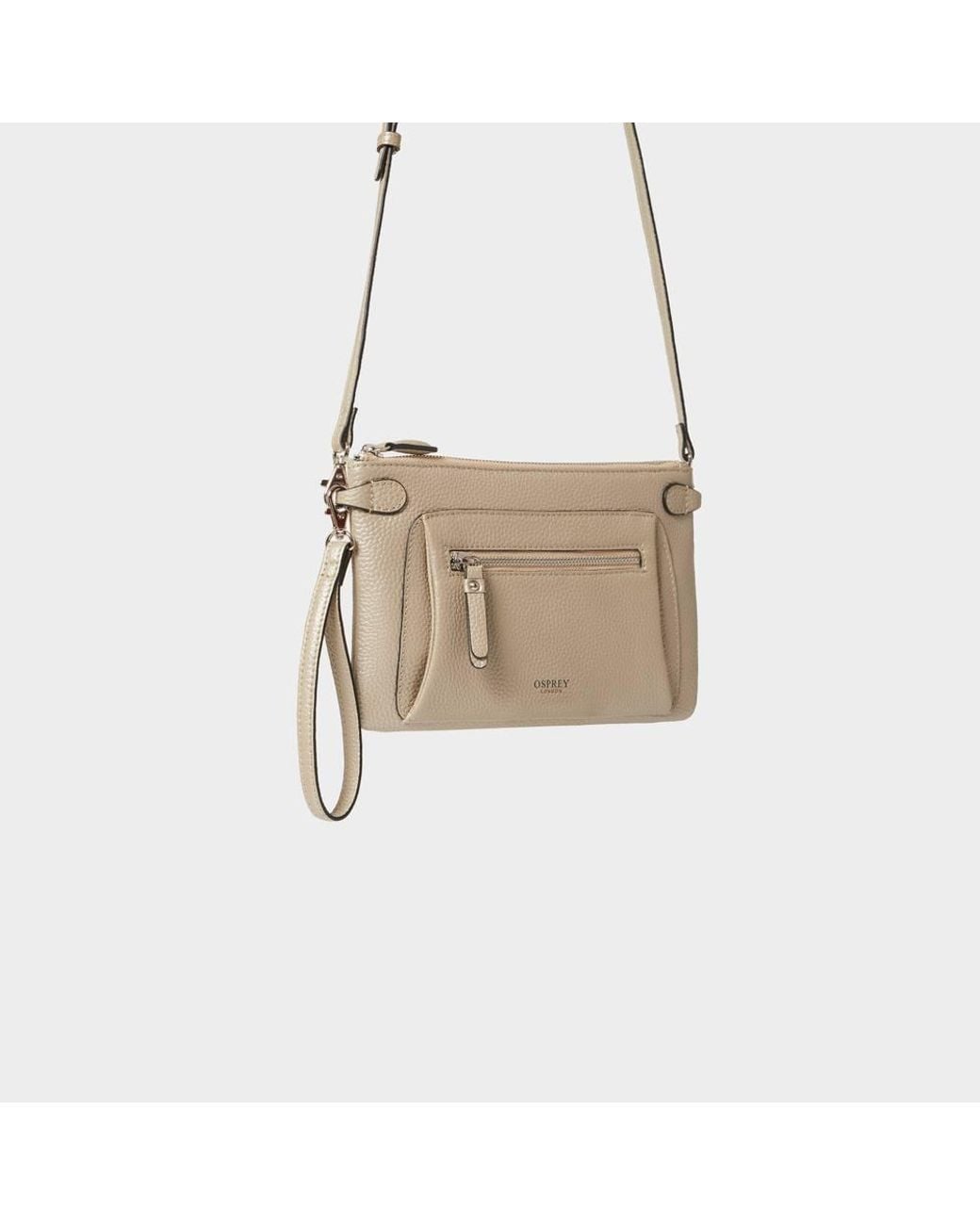 Osprey Natural The Ruby Leather Crossbody Clutch Bag
