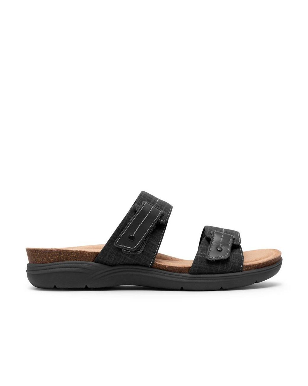 Clarks Black April Dusk Interest Flat Sandals