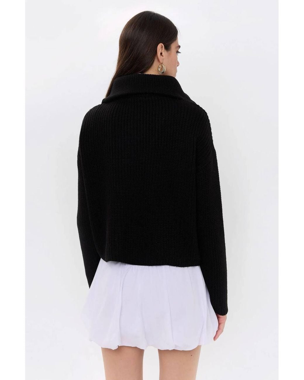 Hiccup Black Zippered Regular-Fit Knit Sweater