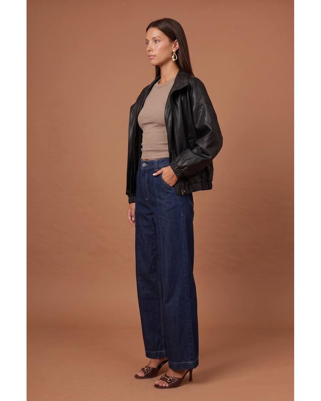 Urban Bliss Blue Pu Oversized Jacket