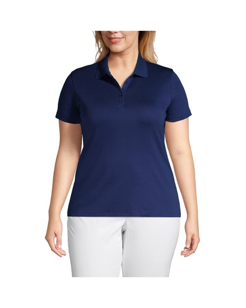 Lands' End Blue Plus Short Sleeve Supima Polo Shirt