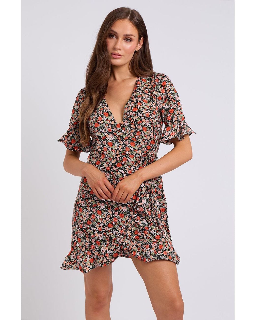 Urban Bliss Black Floral Wrap Dress