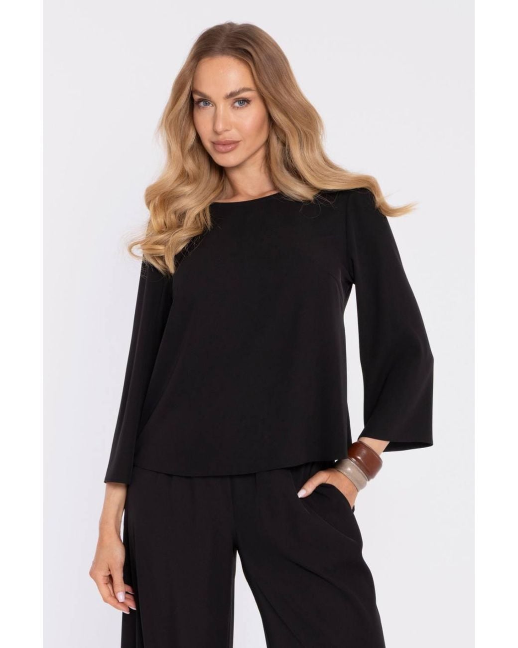 Love Lace Black Classic Stretch Long Sleeve Blouse