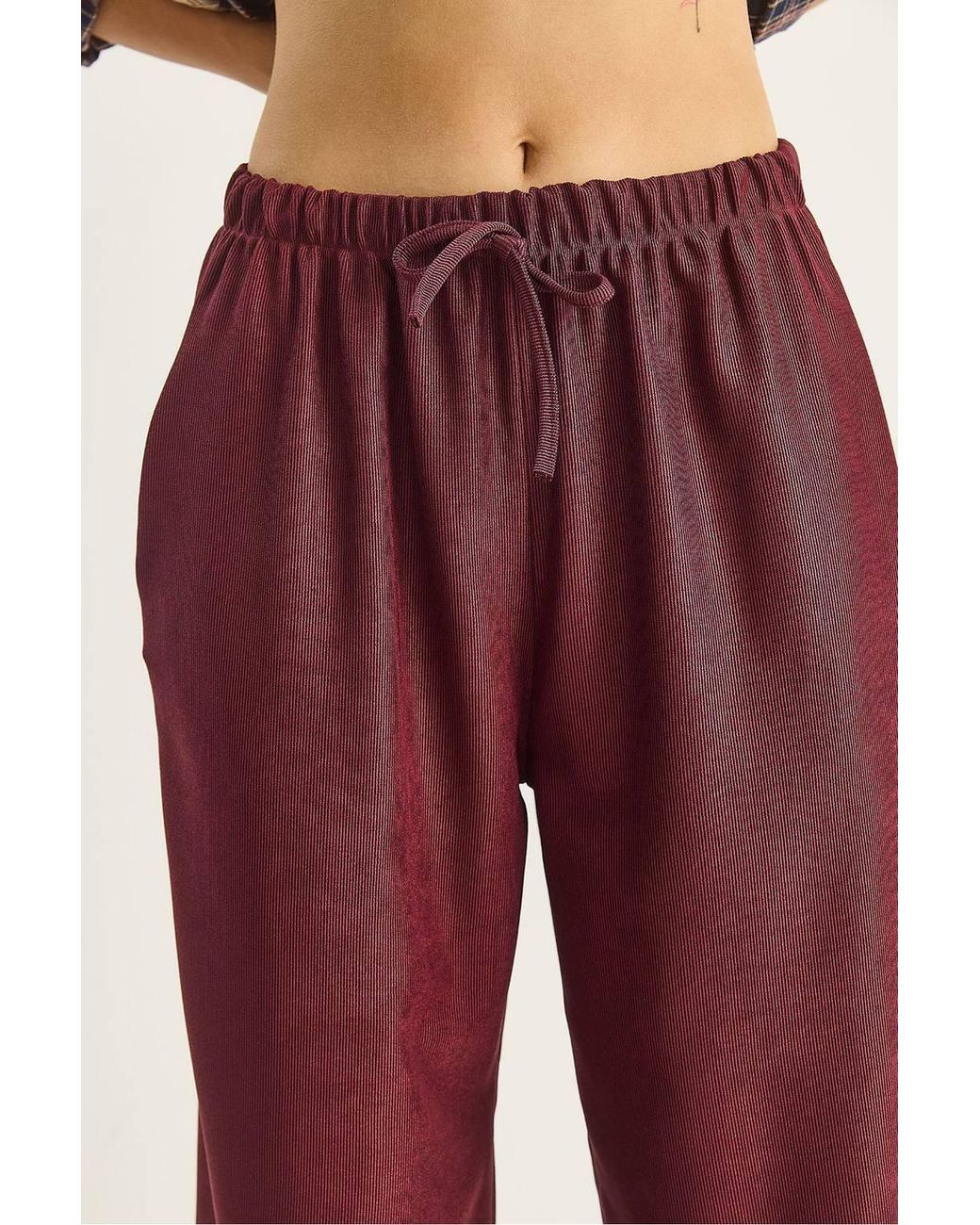 Bianco Lucci Red High Waist Wide Leg Pants