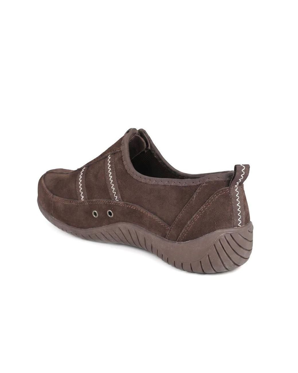 Pavers Brown Memory Foam Leather Slip On Trainers