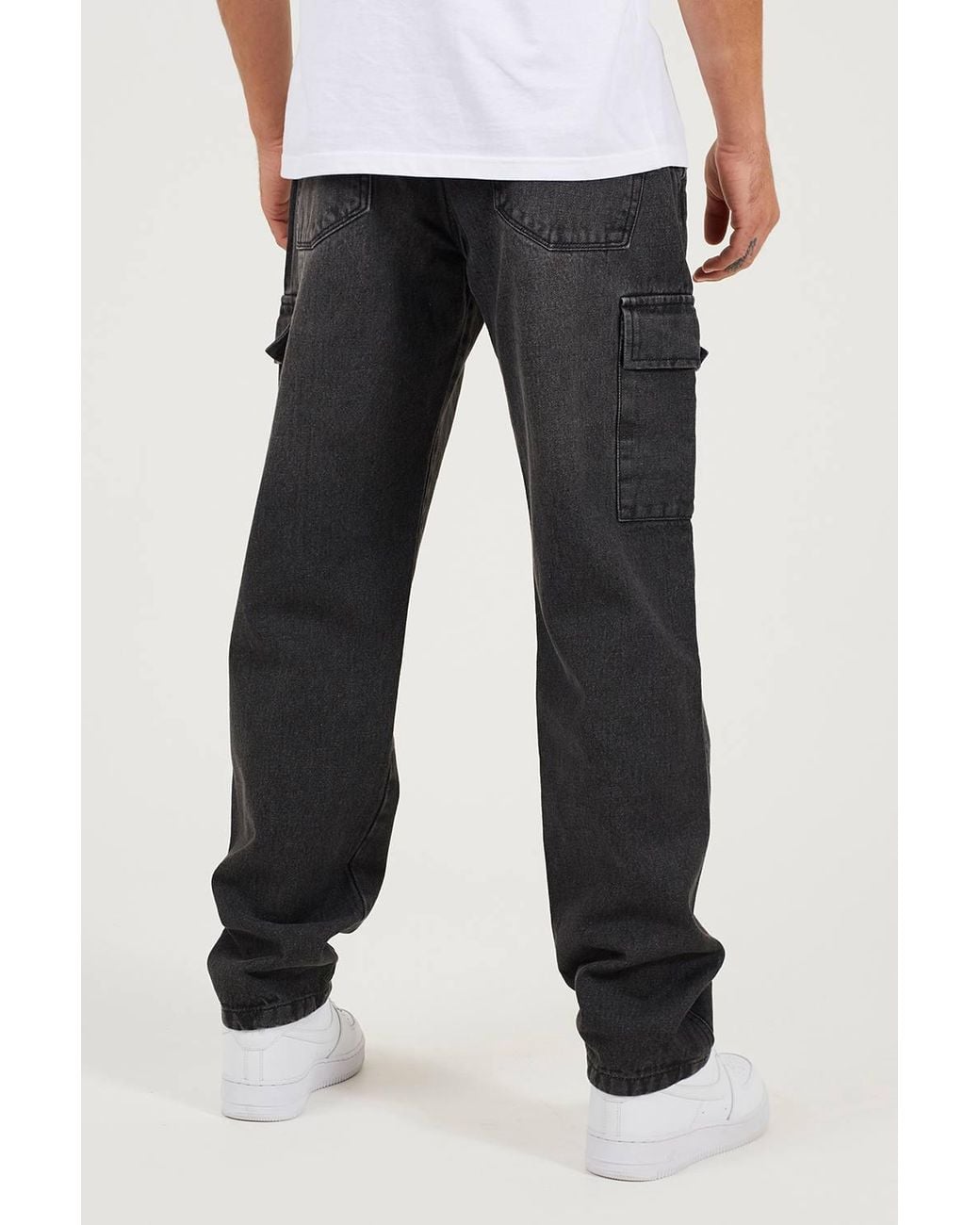 Brave Soul Black Wide Leg Cargo Style Jeans for men