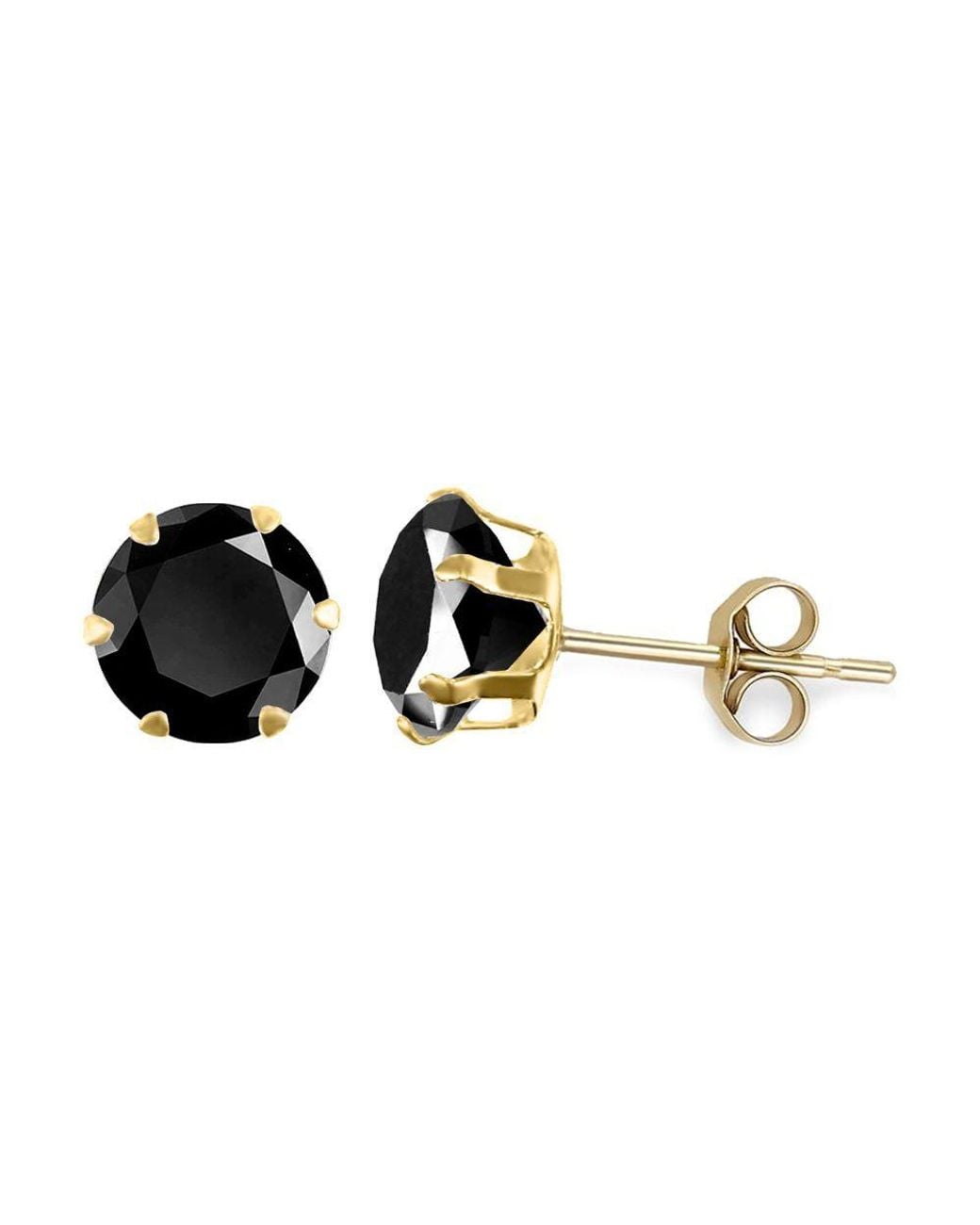 Jewelco London Black 9Ct Cz Solitaire Claw Set Stud Earrings, 6Mm 1.75Cts