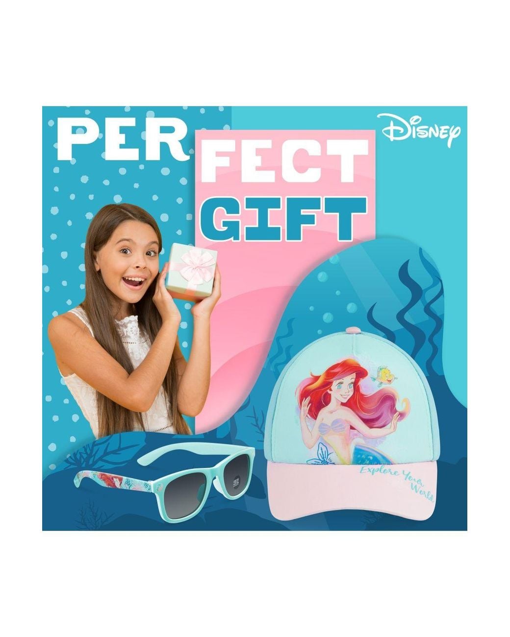 Disney White Little Mermaid Cap & Sunglasses