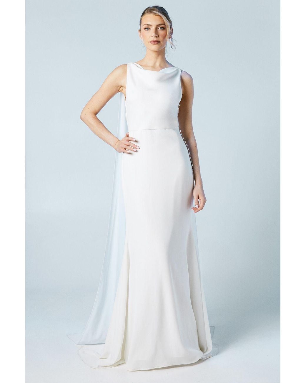 Coast Natural Honoured Chiffon Cowl Back Detail Wedding Dress