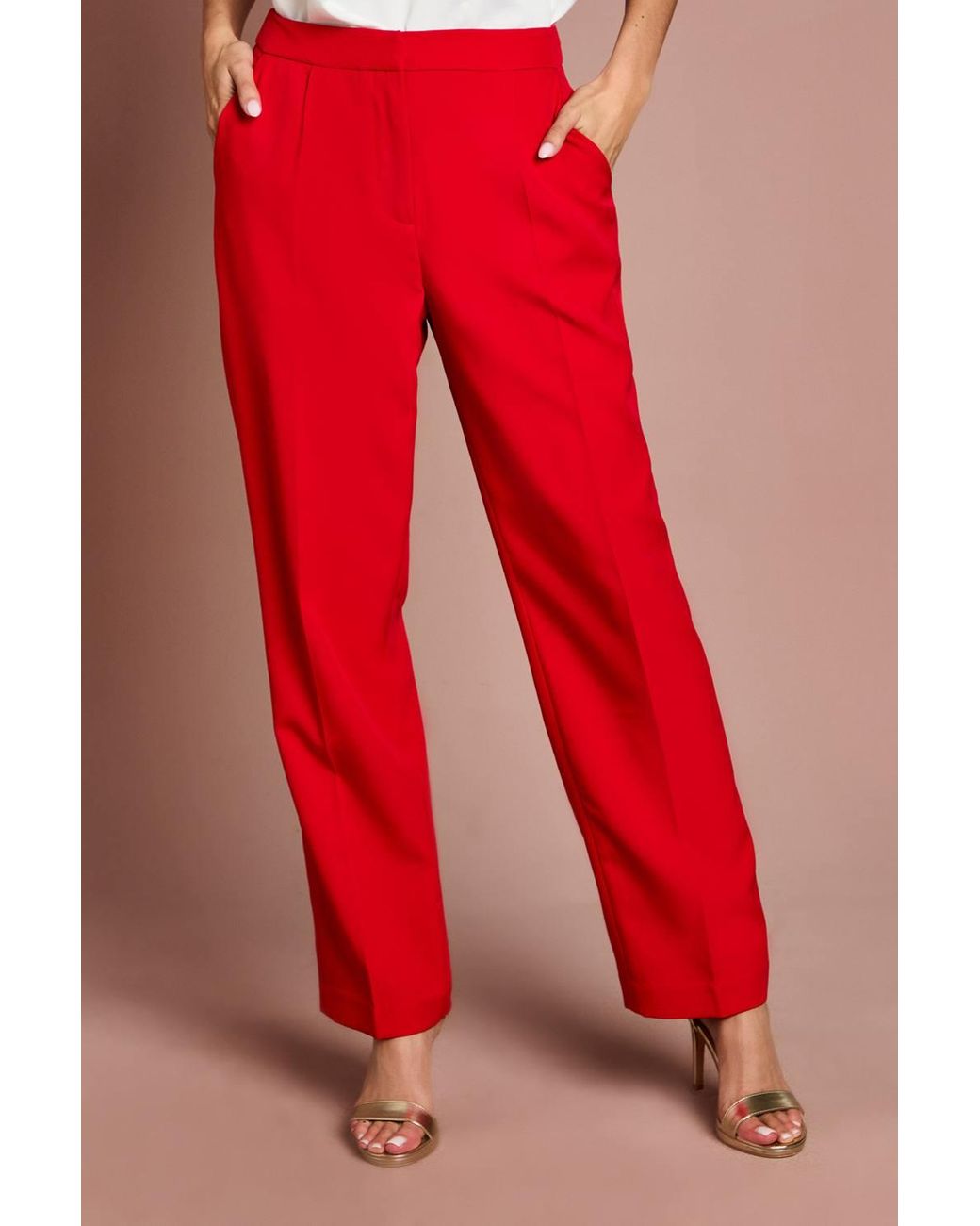 Coast Red Pleat Front Straight Leg Formal Trouser