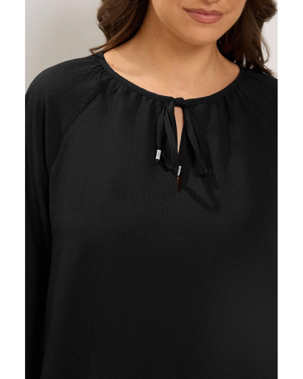 Yours Black Textured Long Sleeve Blouse