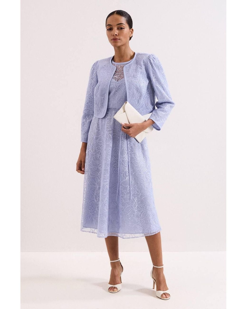 Phase Eight Purple Sakura Embroidered Cropped Jacket