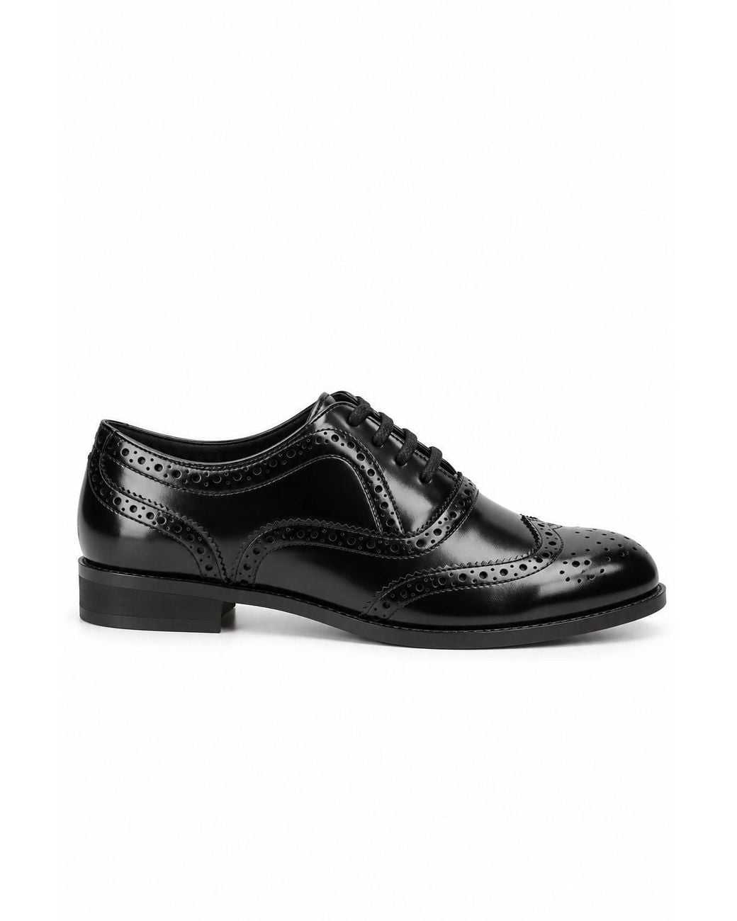 Spot on Black Lace-Up Brogue Shoes With Wingtip Detail