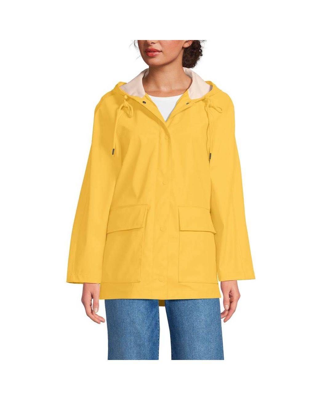 Lands' End Yellow Waterproof A-Line Squall Rain Jacket