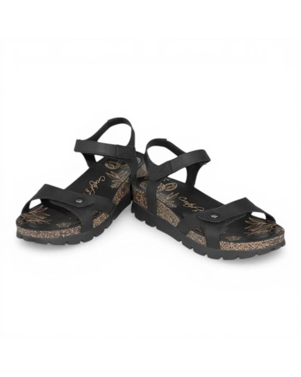 TruClothing Black Sulia B2 Wedge Leather Platform Sandals
