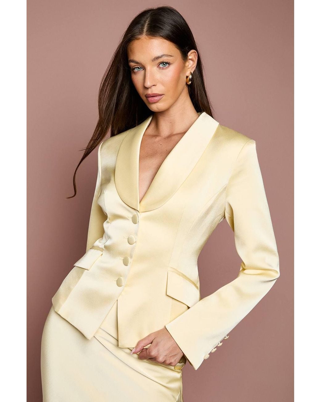 Coast Natural Waisted Jacket With Satin Lapel