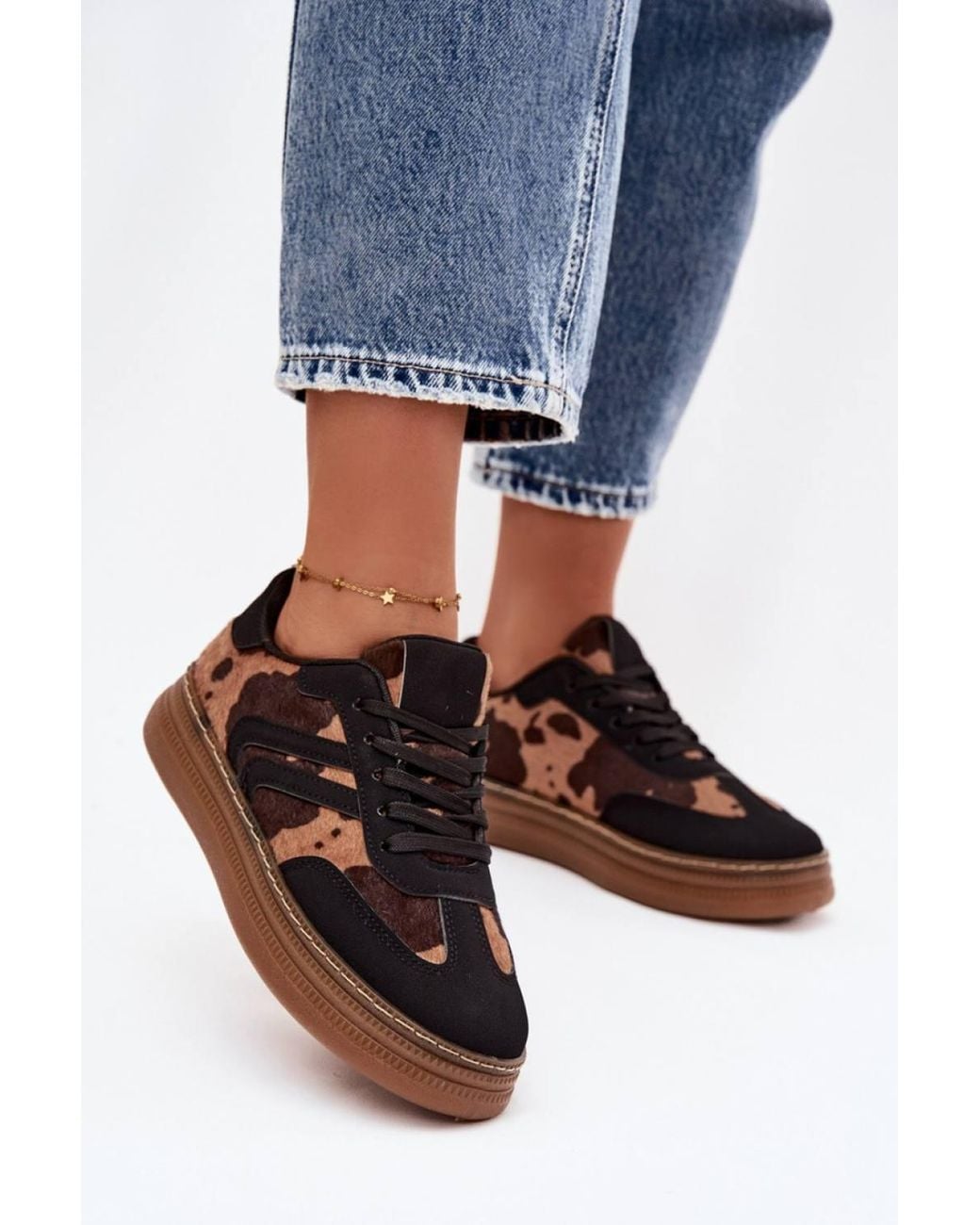 Love Lace Blue Platform Laced Sneakers With Removable Foam Insole Urban Style
