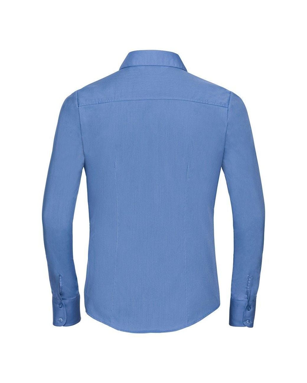 Russell Collection Blue Poplin Fitted Long-Sleeved Formal Shirt