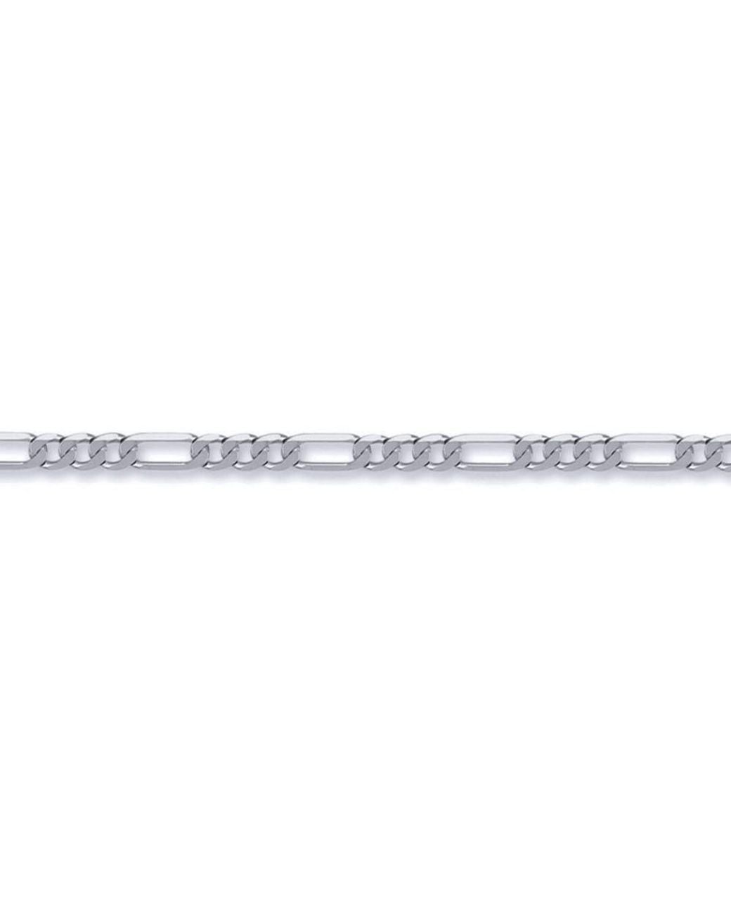 Jewelco London White 3+1 Figaro Link 1.5Mm Chain Necklace