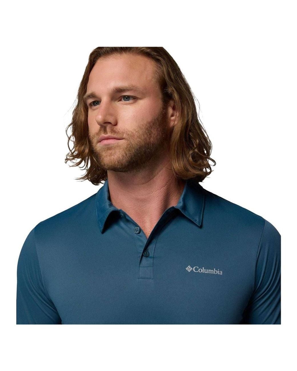 Columbia Blue Short-Sleeved Polo Shirt for men