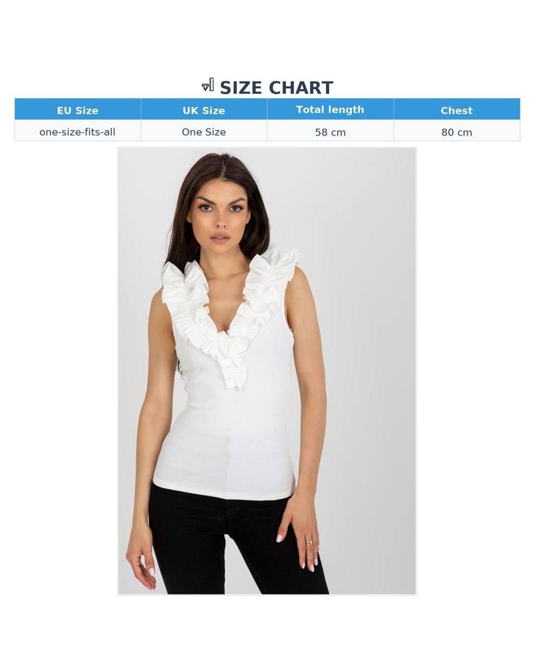 Love Lace White Ribbed Sleeveless Vest With Ruffles