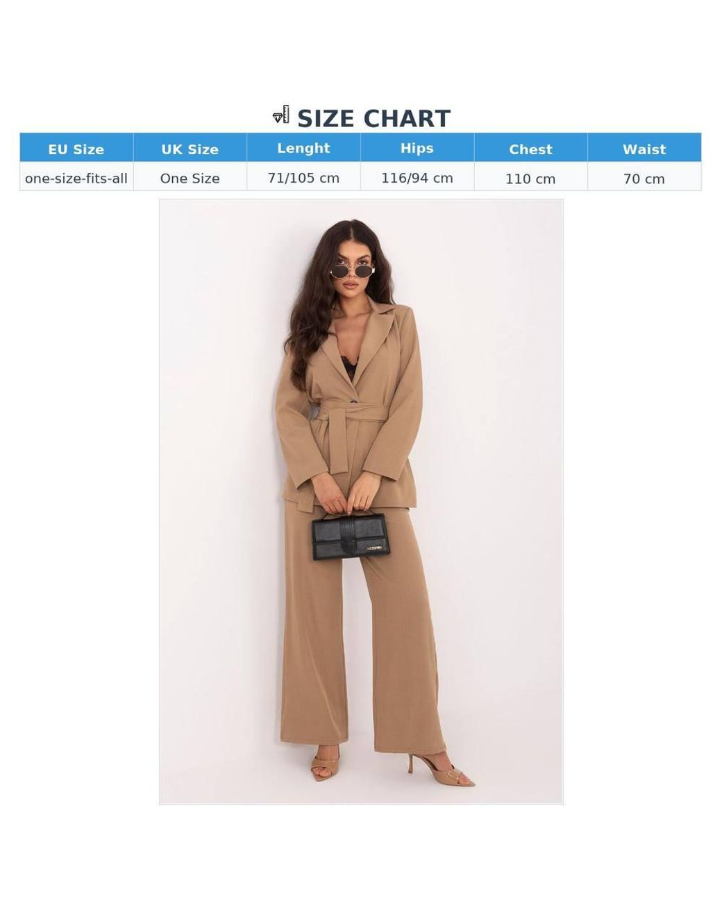 Love Lace Natural Office Collared Smart Set With Pockets & Buttons
