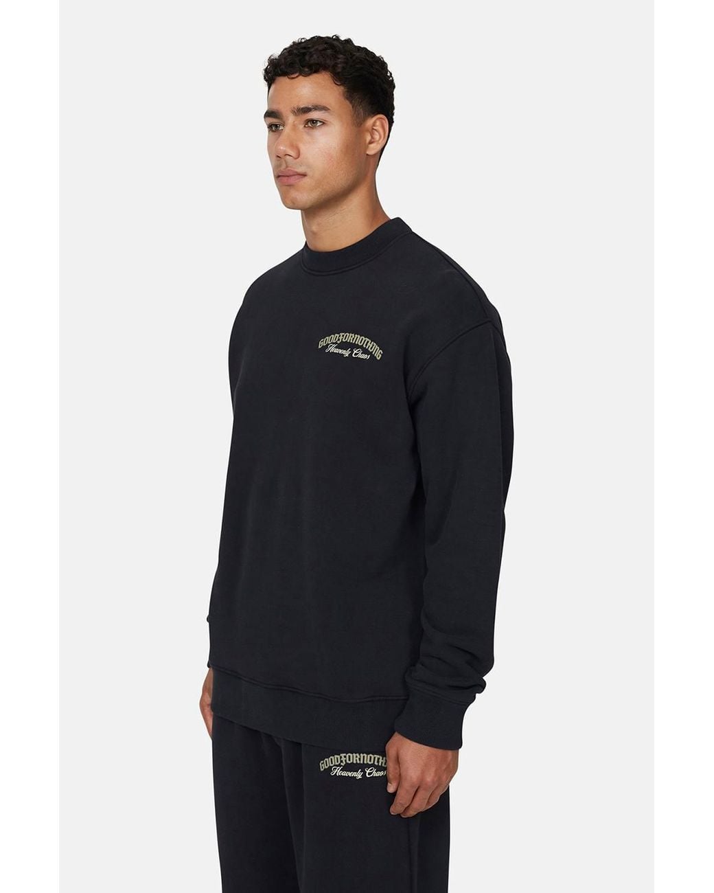 Good For Nothing Blue Graphic Back Print Crew Neck Sweatshirt for men