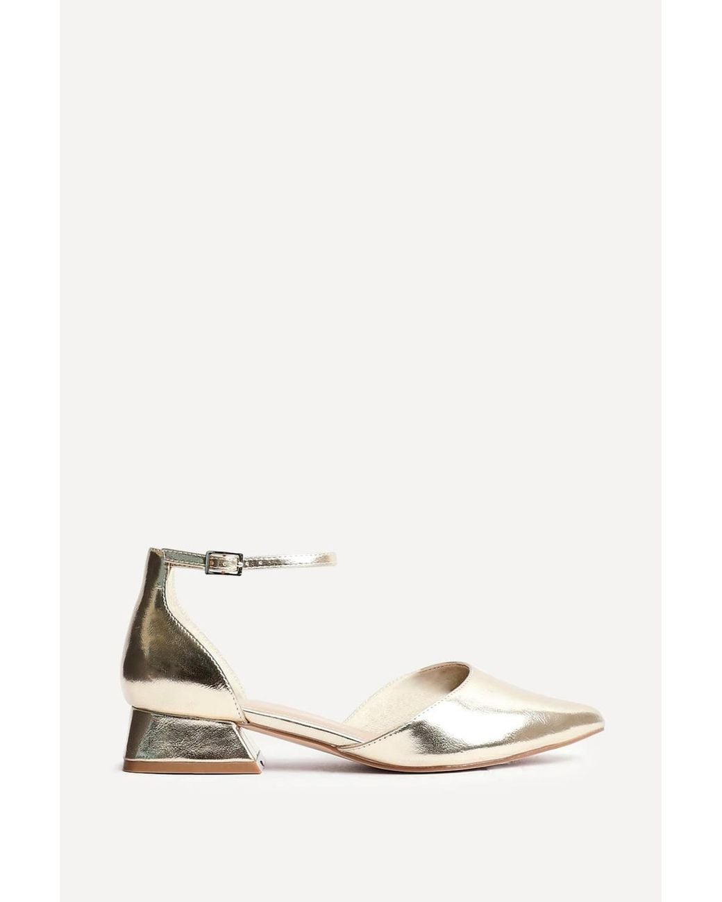 Linzi Natural Dolly Wide Fit Faux Leather Low Court Heels