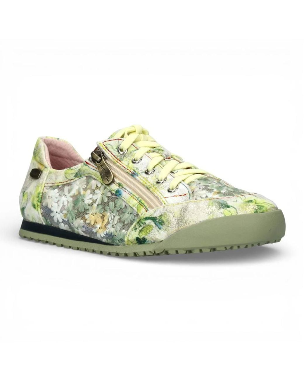 TruClothing Green Tivanao 05 Floral Leather Trainers Sneaker Shoes