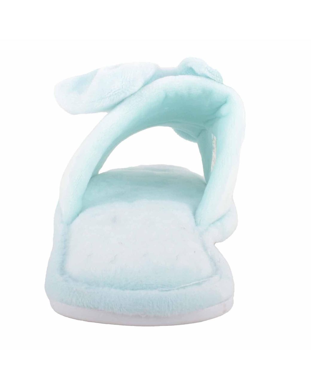 Absolute Footwear Blue Easy Slip On Velour Style Open Toe Mule Slipper With Bow Detail