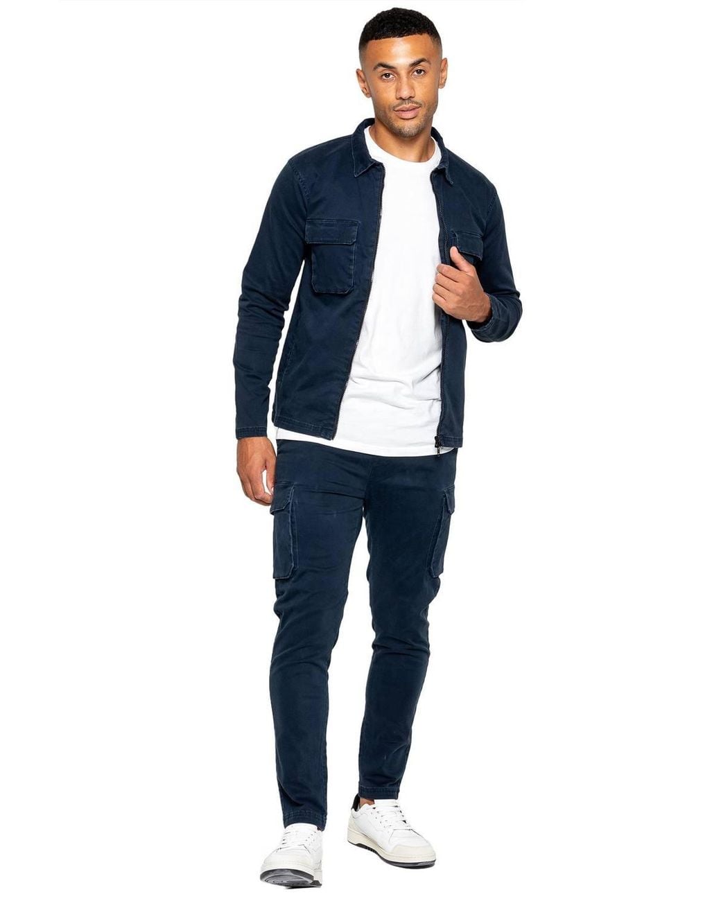 Enzo Blue Cargo Tracksuit Set for men