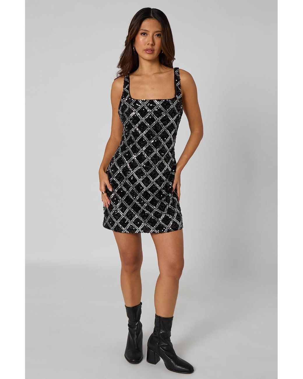 Urban Bliss Black Sequin Diamond Mini Dress