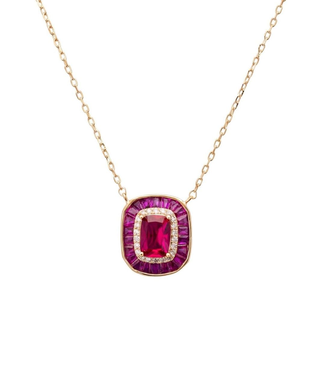 Latelita London Pink Great Gatsby Ruby Pendant Necklace