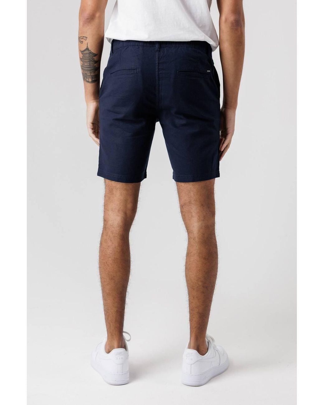 Tokyo Laundry Blue Cotton Linen Shorts With Drawstrings for men