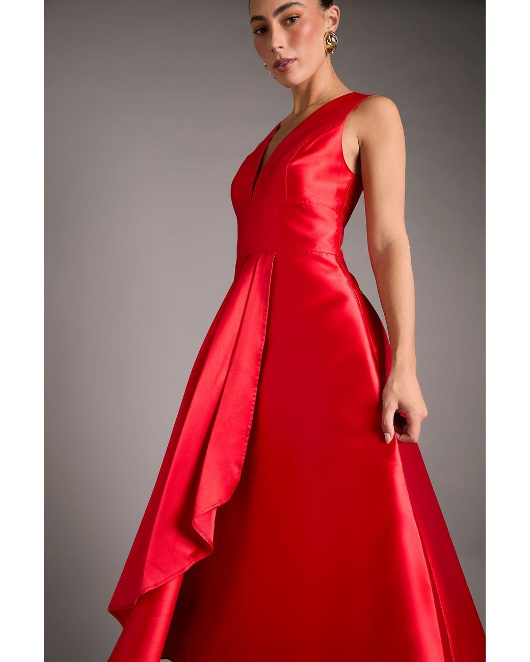Coast Red Plunge Waterfall Maxi Dress